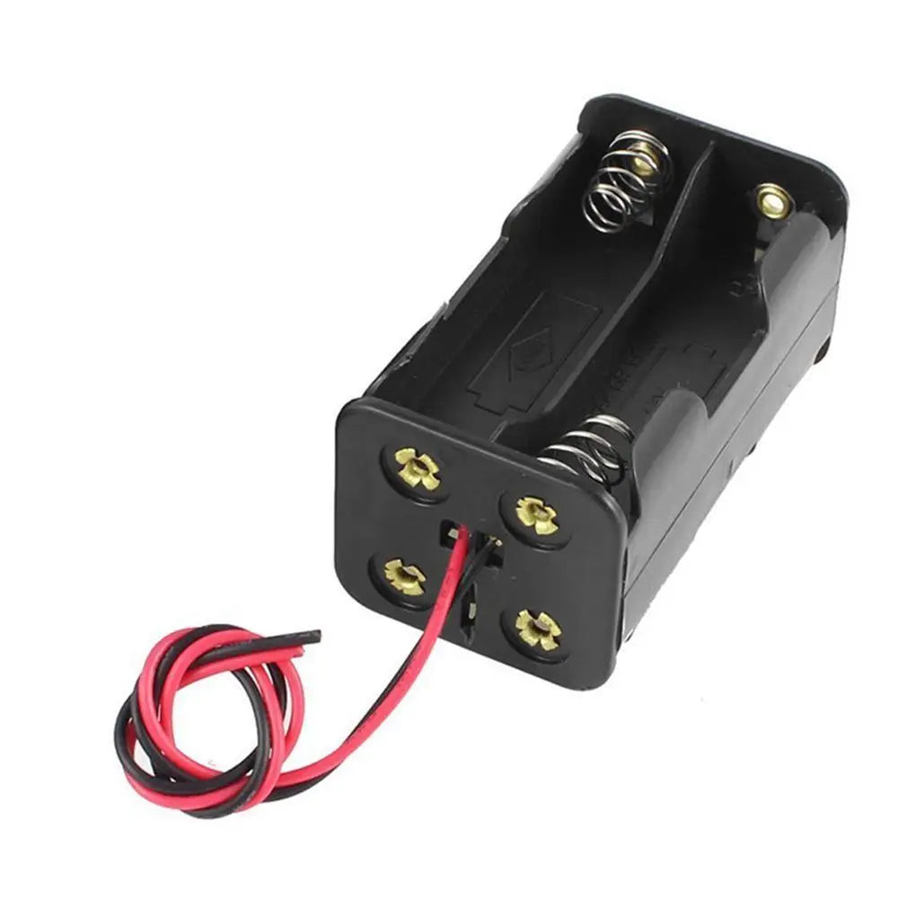 Battery Holder Case 12V Battery Clip Slot Storage Boxes Power Bank Cases 8 AA Batteries Stack with 6 Leads Wire Oasis Select black 1