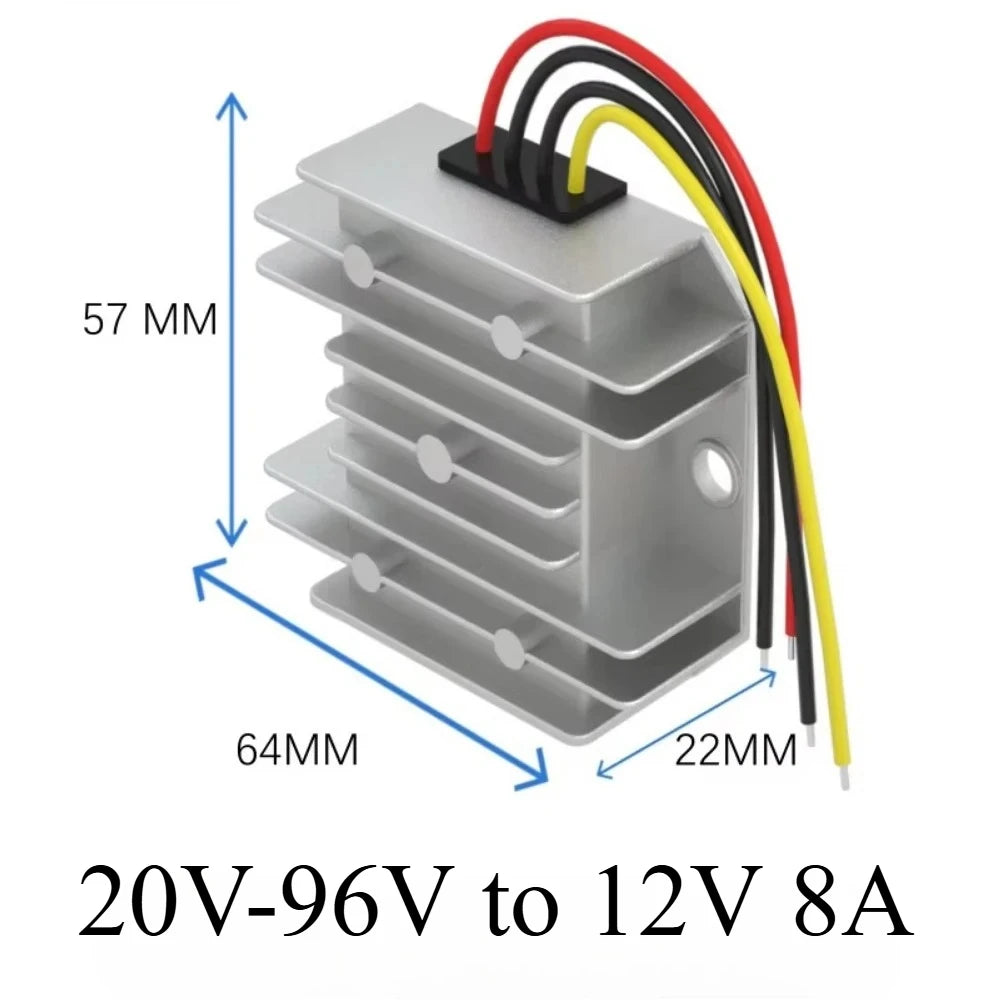 20V-90V to 12V 8A-15A automotive voltage regulator DC DC converter 24V36V48V60V72V to 12V Step Down Transformer Car Power Supply Oasis Select 20V-96V to 12V 8A 17V(20V)-90v 12V