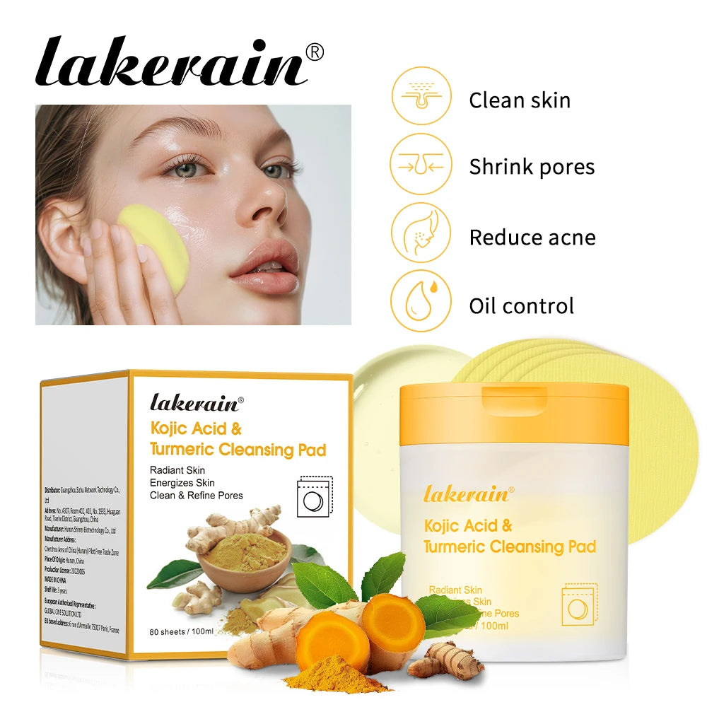 Kojic Acid And Turmeric Cleansing Pad Exfoliate Lighten Acne Scars Unclog Pores Turmeric Cleansing Pad Dark Spots With Glycerol Oasis Select