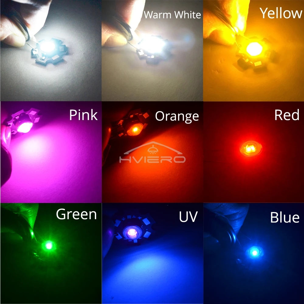 3W High Power LED Chips 45MIL Star Heatsink PCB – 10–100 Pack