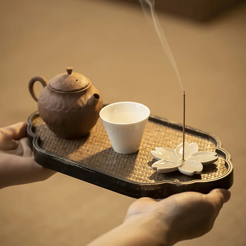 Flower Pattern Incense Stick Holder Incense Burner Stick Holder Line Plate Sandalwood Coil Base Studios Home Decoration Gift Oasis Select