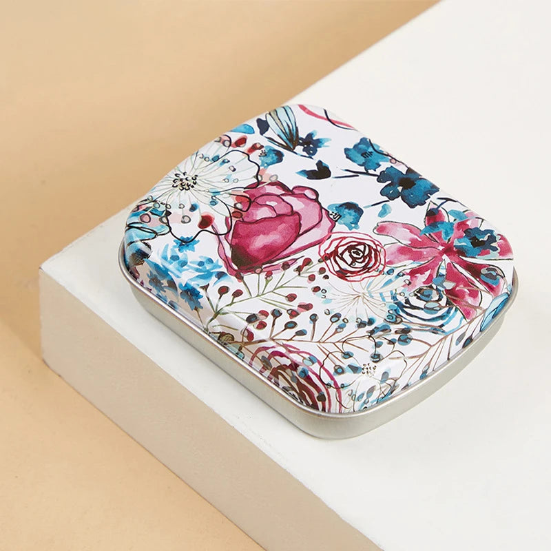 Mini Tin Box Metal Hinged Empty Tins With Lid Portable Rectangular Small Storage Container Candy Pill Cases For Home Organizer Oasis Select Purple Rose