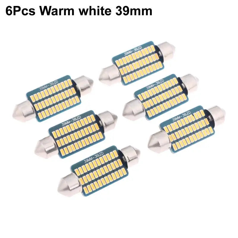 6PCS C5W LED Bulbs Canbus Festoon LED For Car Interior Dome Trunk License Plate Lights 12V 300LM 6500K White Oasis Select C3