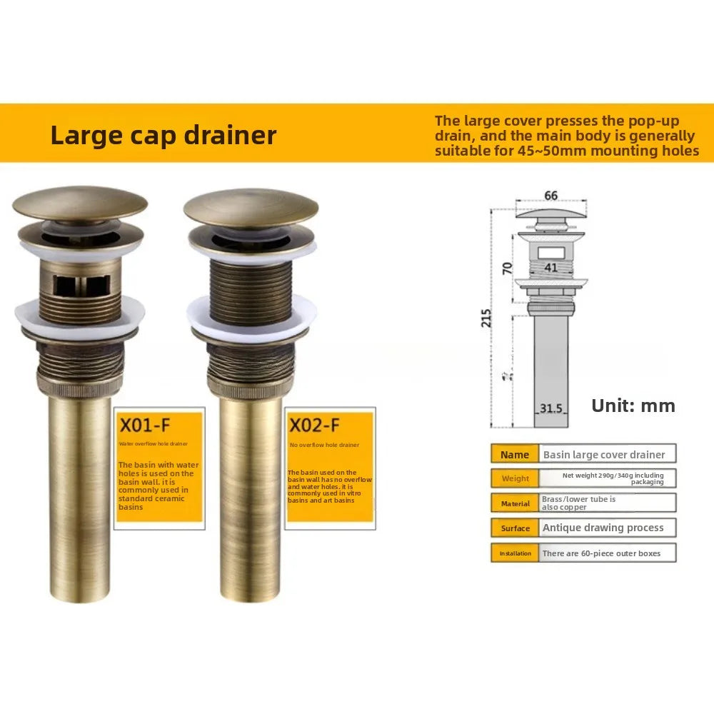 Brass Modern Round Bottle P trap 1 1/4, Sink Drain Pipe P trap Kit Antique with Pop up Drain Oasis Select