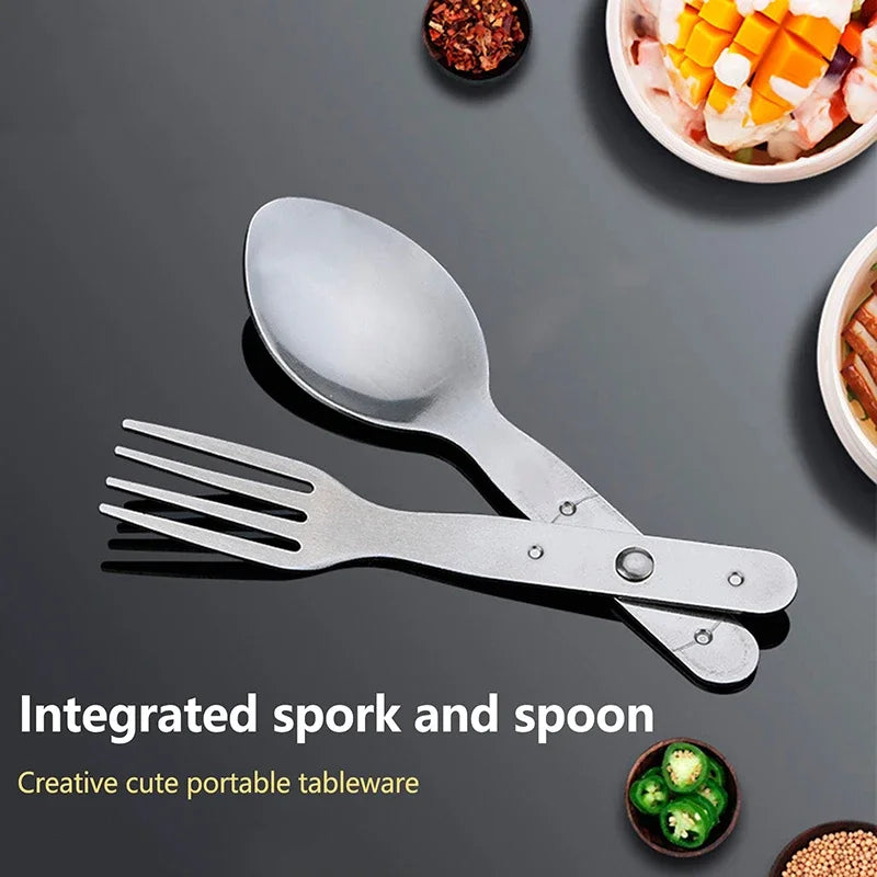 Portable 2 In 1 Folding Fork And Spoon ComboTitanium Alloy Lightweight Camping Utensil Spork For Backpacking Outdoor EDC Tool Oasis Select