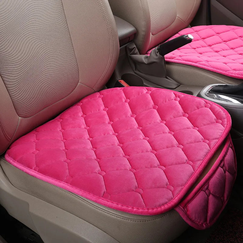 Plush Car Seat Protector Soft Non-Slip Durable Row Seat Cushion Mat with Auto Chair Accessories Comfort Protection Oasis Select front seat pink