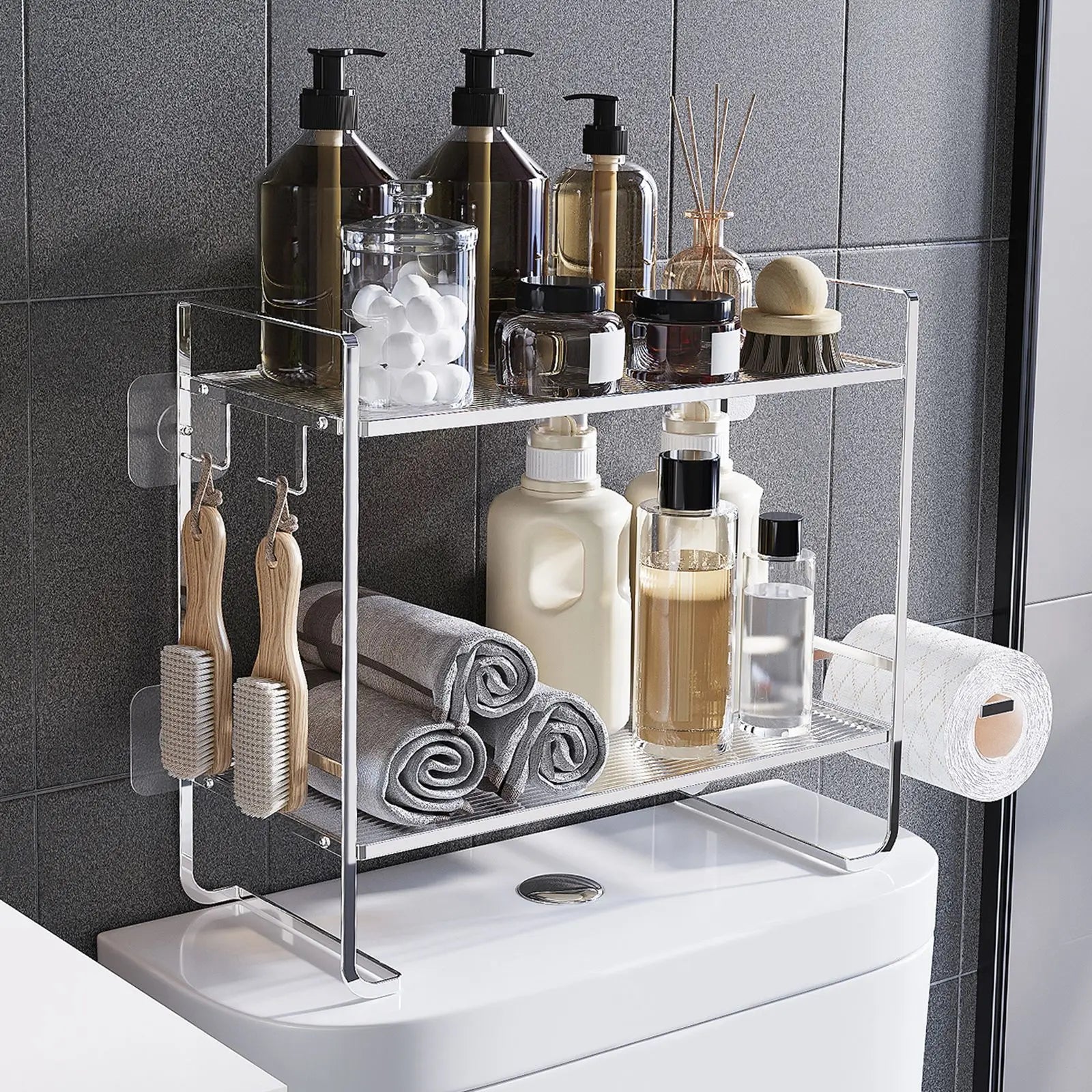 No punching toilet rack, bathroom toilet storage rack, tissue hanger, toilet rack above the water tank Oasis Select