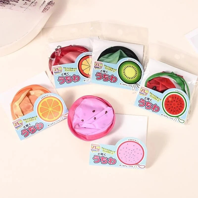 Foldable Mini Fruit Pattern Hand Fan With Keychain Portable Wind Fan For Outdoor Travel Daily Cooling Decor Accessory Gift Oasis Select