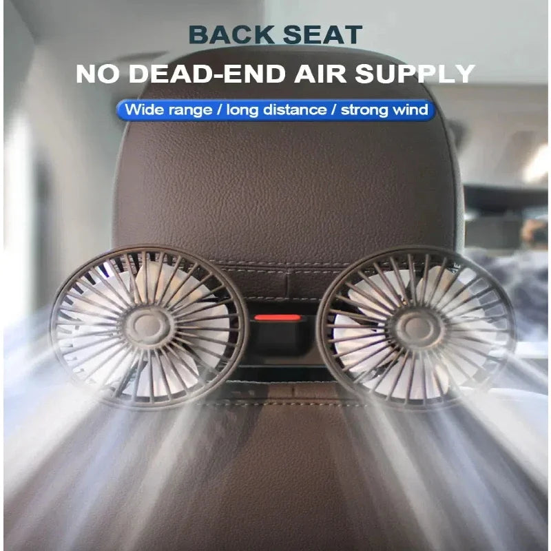 3-speed Car Seat Back Cooling Fan USB Charge Dual Head Fan 360 Degree Rotation Neck Cooler for Summer Car Accessories Oasis Select