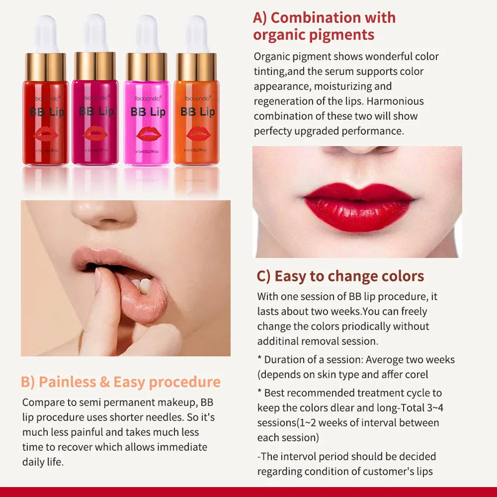 BB Lips Ampoule Serum Starter Set Semi-Permanent BB Lip Gloss Tinted Pigment Lasting Moisturizing For Lip Care Glow Free Shiping Oasis Select