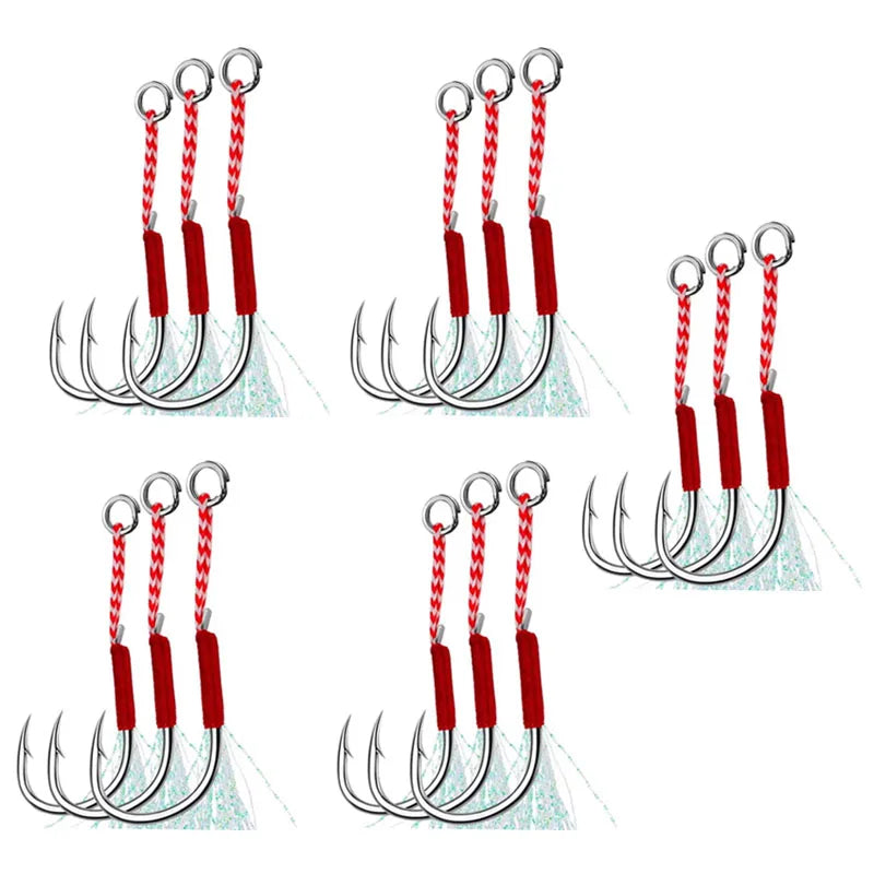 3-18pcs High carbon steel single hook Carbon SteeAngle Barbed Thread Feather Lure Fishing TackleSlow Jigging Sea Pesca Fishhook Oasis Select 15pcs 11