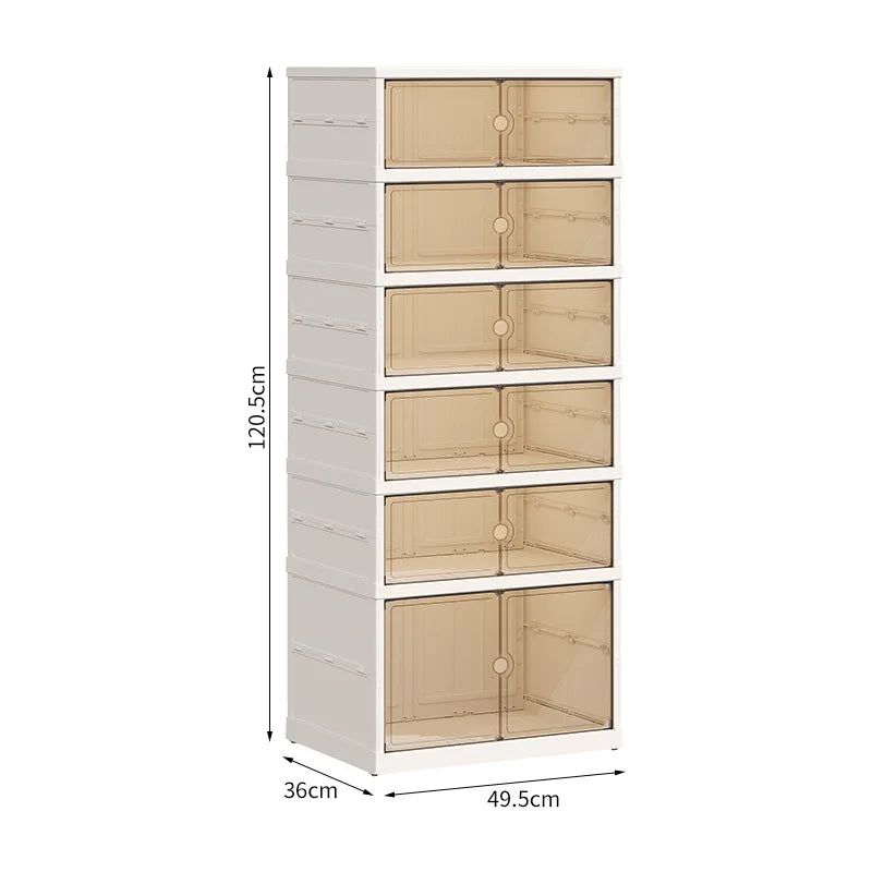 Home dust-proof shoe cabinet, no installation required, foldable transparent folding shoe box, large capacity shoe storage box Oasis Select Double row-6 layers