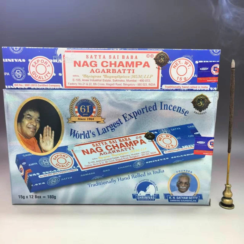 Original Satya Incense Stick Pack of 6 or 12 Boxes，natural Incense Sticks with Sandalwood，White Sage,PALO SANTO，NAGCHAMPA Scents Oasis Select