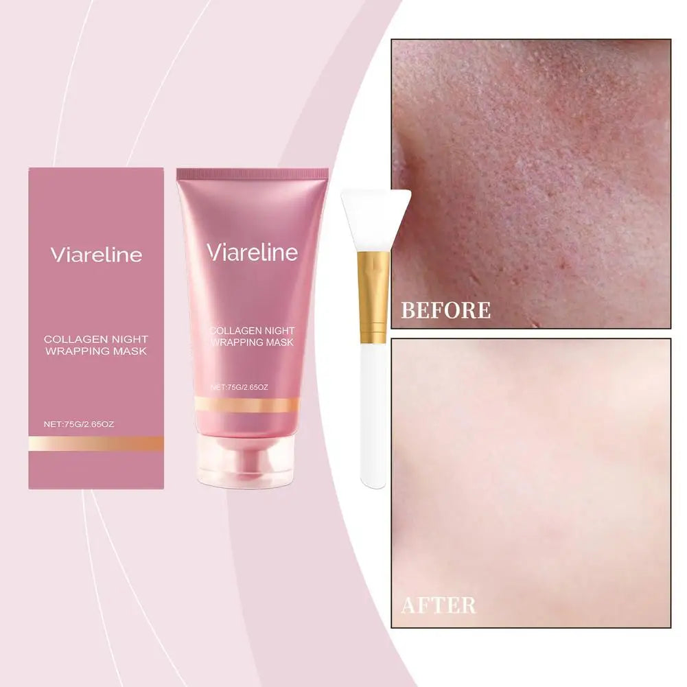 Collagen Night Peel Off Mask Cleansing Pores Reduces Facial Skin Sag Dullness Deep Hydrating Overnight Moisturize Wrapping Mask Oasis Select