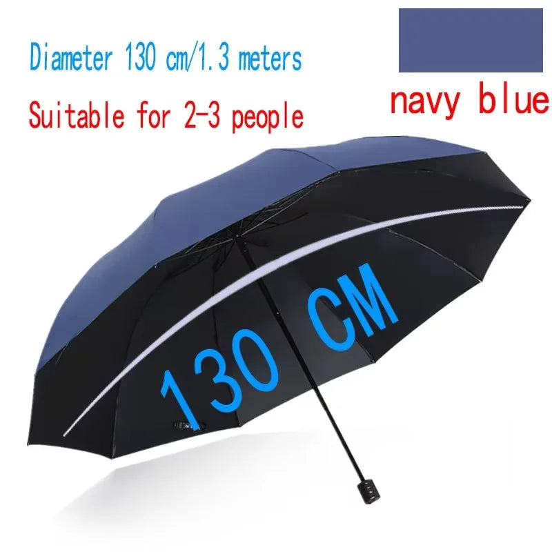 High-Quality 130cm Ten-Bone Umbrella with Reinforced Frame Strong Waterproof Windproof Manual Large Umbrella for Protection Oasis Select blue 10K metal-fiber composite