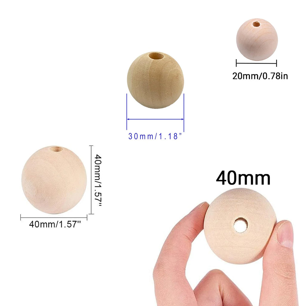 30-400pcs wooden beads round separator wooden balls 20/30/40 mm lead-free beads for jewelry making DIY handmade accessories Oasis Select