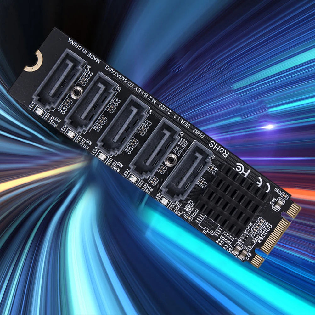 M.2 M-Key to SATA 3.0 Riser Card – 5/6 Port PCIe Adapter PCIe Riser Card Oasis Select