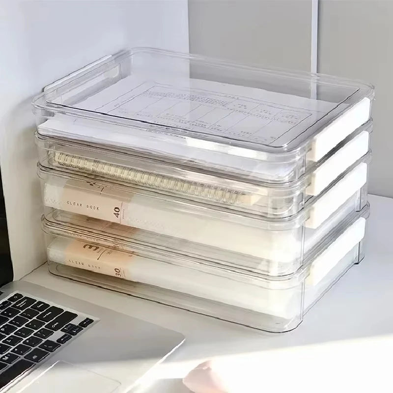 Acrylic Transparent Desktop Paper Storage Box A4 File Document Exam Paper Organizer Household Dust Proof Card Holder Case Oasis Select