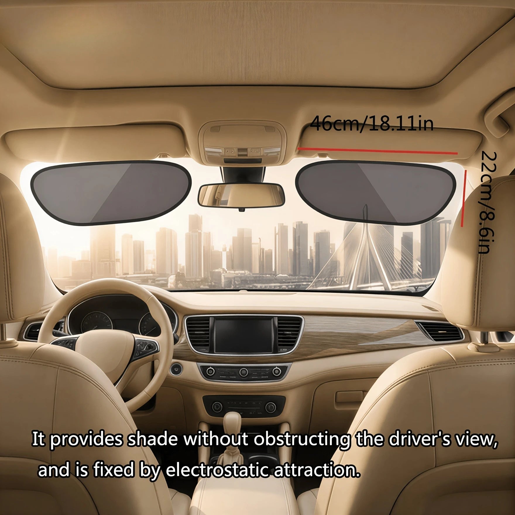 2pcs Car Sunshade, Anti-Glare & UV Protection, Blocks Sunlight Without Blocking Vision,Fit for Front/Rear/Side Windows & Sunroof Oasis Select 2pcs