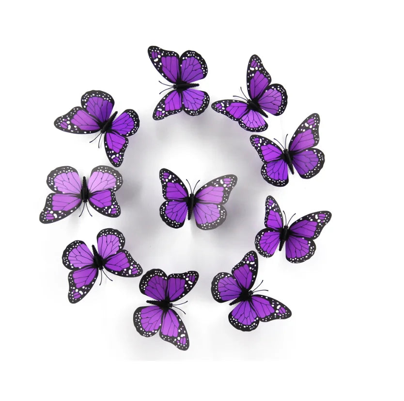 10pcs 3D Monarch Butterfly Wall Stickers – Home & Party Decor