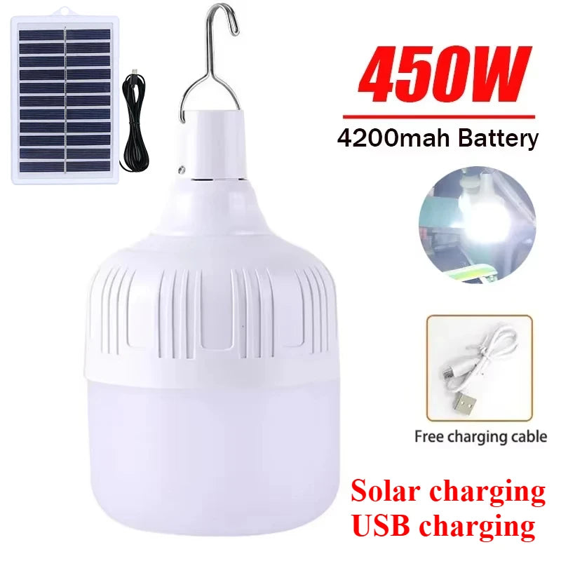 Solar Powered Lamps Portable Led Bulbs 80-500W LED Energy Saving Light for Outdoor Camping Tent Night Fishing Emergency Lights Oasis Select Upgraded version D
