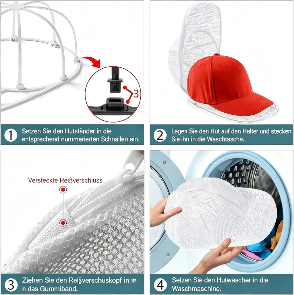 Upgraded Double Layer Detachable Hat Washer for Washing Machine, Anti-Deformation Baseball Cap Cleaning Bag with Fixed Bracket Oasis Select