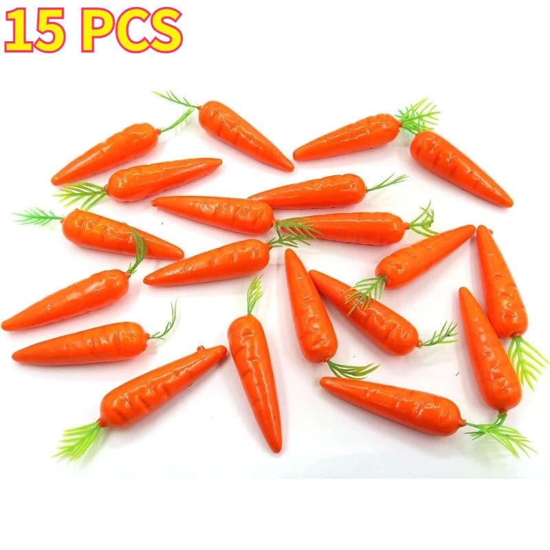 15/30/60PCS Mini Baby Carrots Artificial vegetables Realistic Plastic Fairy Garden Basket Photo Props Vase Filler DIY Decor Oasis Select 15pcs