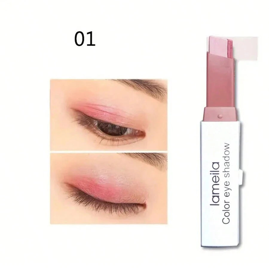 Dual-Color Shimmer Eyeshadow Stick – Waterproof Cream Pencil