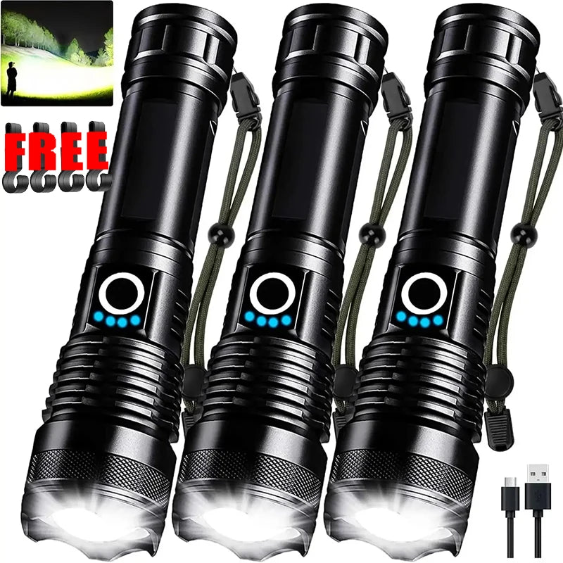 Powerful Led Flashlight All Aluminum Alloy Rechargeable Tactical Torch Light with18650 Battery Outdoor Camping Hiking Lantern Oasis Select