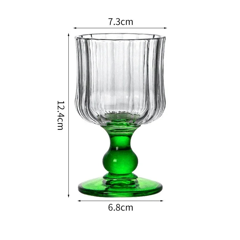 Irregular Wine Glass Vintage Low Leg Drink Coffee Cup Green Cocktail Fruit Glass for Home Ins Drink Mug Red Wine Ripple Cup Oasis Select Green 200ml