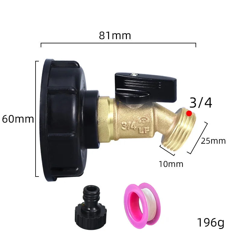 Male Thread IBC Tote Tank Adapter - Drain Hose Connector Faucet Tap Valve Fitting Part for Tank Faucet Oasis Select C