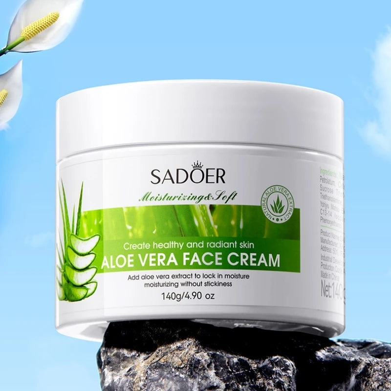 SADOER Aloe Vera Moisturizing Cream 140g – Glycerin, Non-Greasy Moisturizing Face Cream Oasis Select