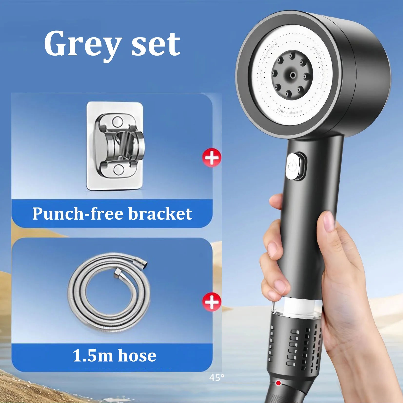 4-Mode Pressurized Filter Shower Head | Water Purification