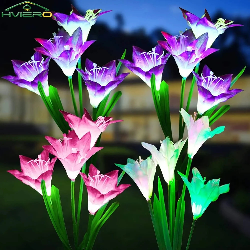 Solar LED Lily Flower Garden Light | IP65 Waterproof Pathway Lamp