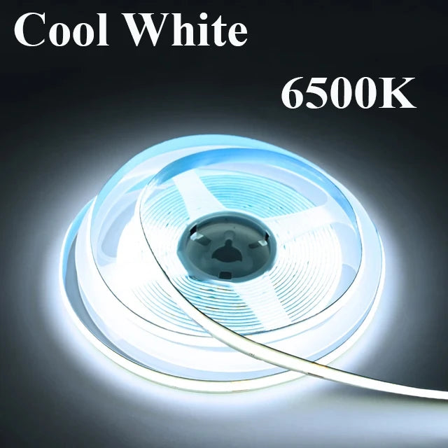 12V 24V COB Flexible Tape Diode LED Strip Lights 320LEDs/M 12V 0.5m 1m 2m 3m 4m 5m RA90 Not Waterproof Nature White Warm White Oasis Select 6500K Cool White 320 LEDs DC 12V|0.5m