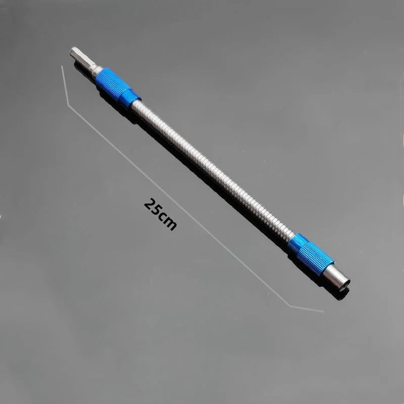 JUSTINLOU 1PC Hexagonal Handle Bendable Impact Drill Bit Universal 25cm Metal Soft Shaft Flexible Extended Drill Bit Hand Tool Oasis Select Blue