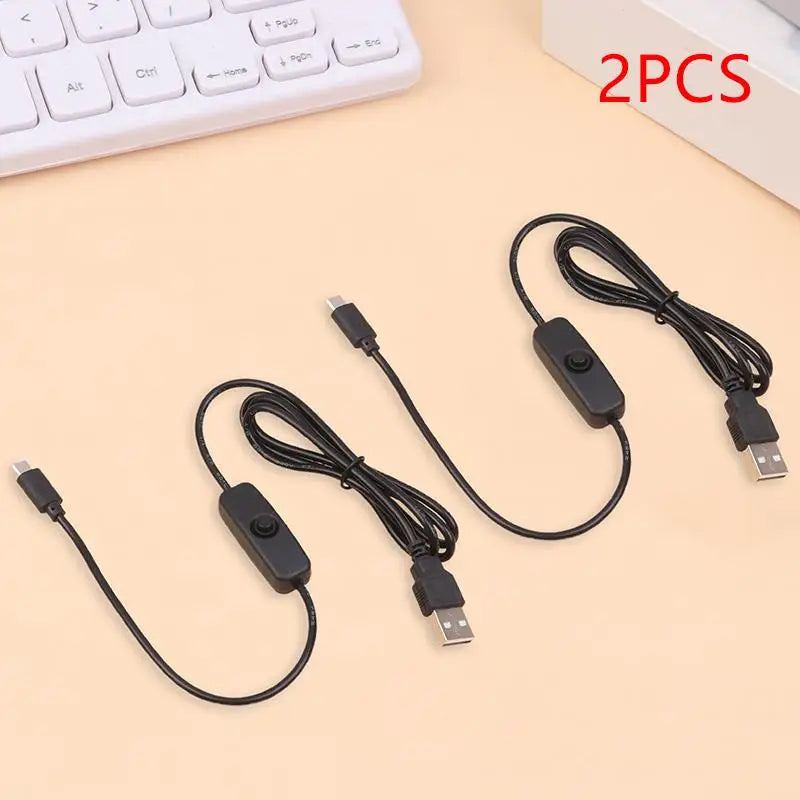 USB Type-C Extension Cable With On Off Switch USB To Type C Extension Cable For USB Lamp USB Fan LED Strip Lamp Bulb Light Oasis Select 2PCS Black