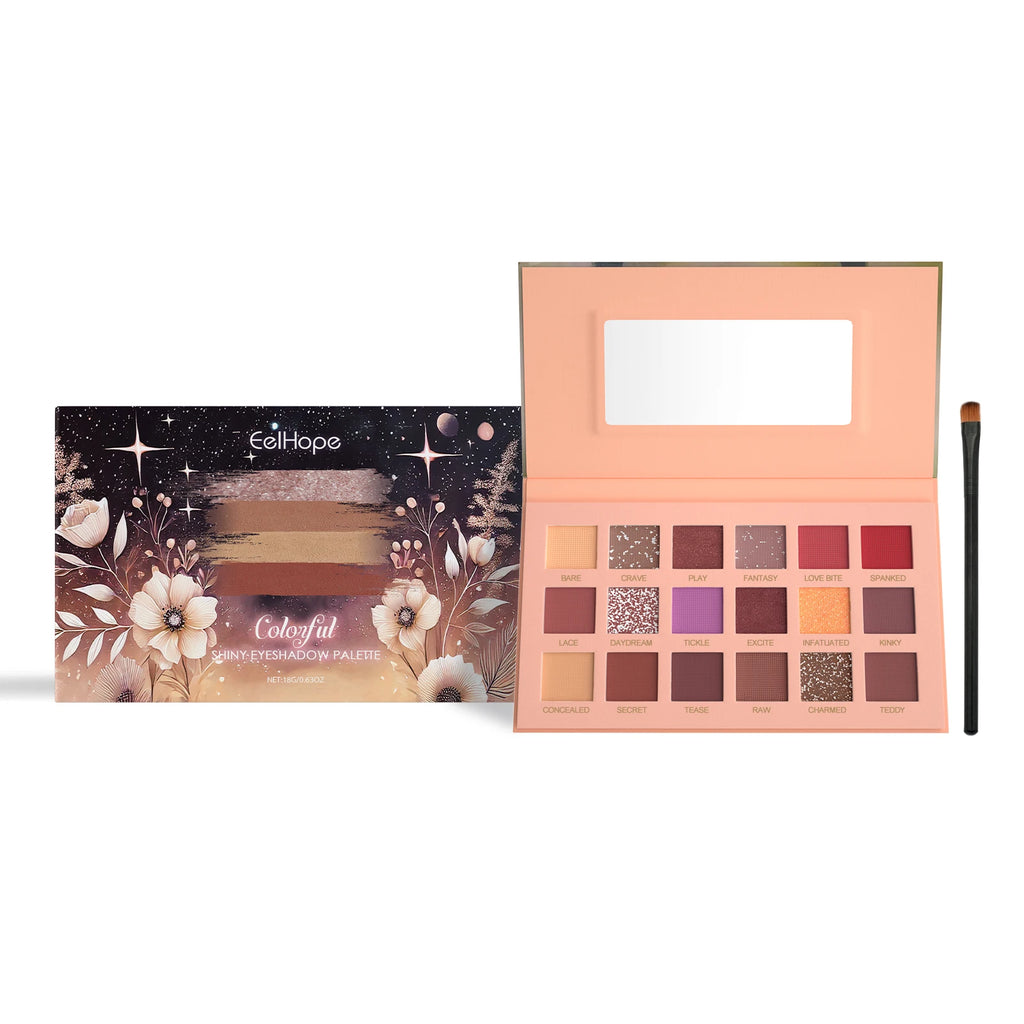 18-Shade Glitter Eyeshadow Palette – Shimmer, Matte & Highlighter Eyeshadow Palette Oasis Select 9 Color