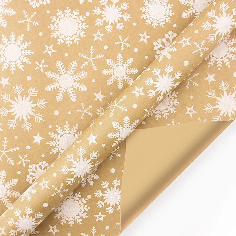 Christmas Gift Wrapping Paper with Snowflake Tree Pattern Paper Roll 16.9"x590" Eco-Friendly Paper Material for Holiday Presents Oasis Select Snowflake