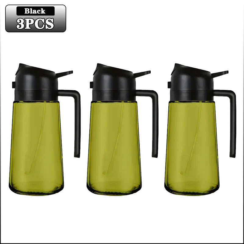 2-in-1 Dark Glass Oil Sprayer Olive Oil Dispenser Black Lightproof Oil Sprayer for Cooking Salads and Barbecues Barbecue Tools Oasis Select Black-3PCS