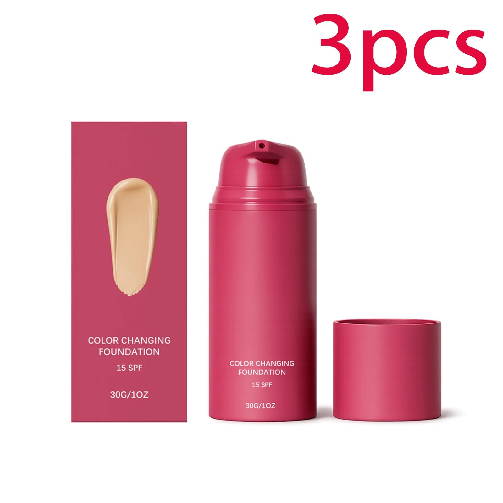 Color Changing Foundation SPF15 Skin Tone Adapting Liquid for Women Self Adjusting Finish Blurs Imperfections Face Makeup Oasis Select 3pcs