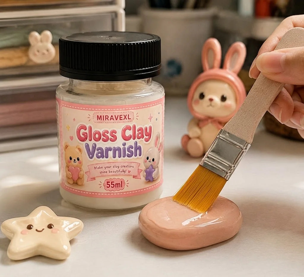 Gloss Clay Varnish Suitable for polymer clay, air-dry clay, pottery etc.; effectively prevents cracking and wear(Brush included) Oasis Select