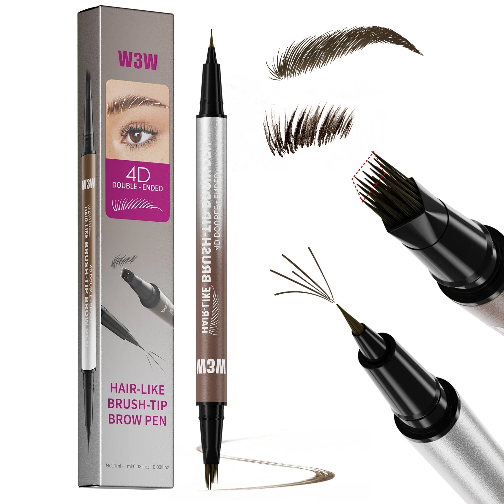 W3W Long-Lasting Water-Resistant Eyebrow Pencil | Anti-Smudge