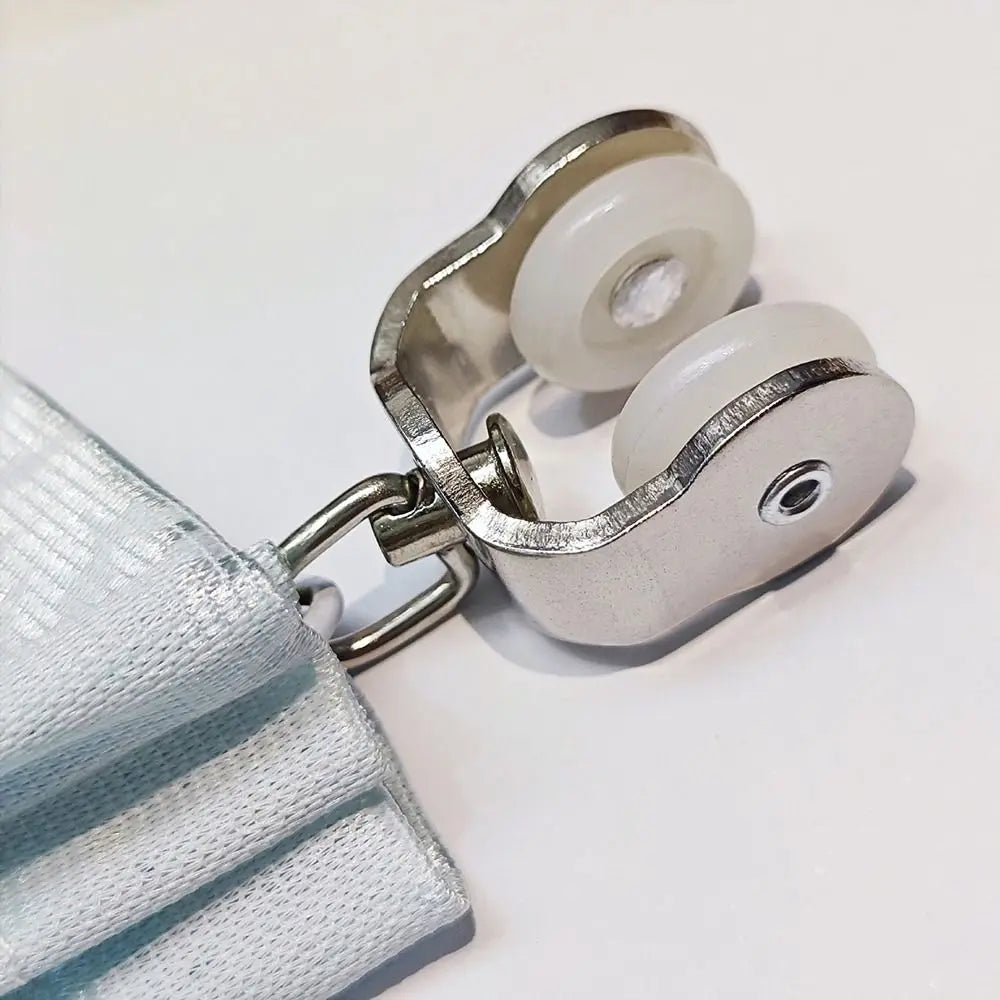 10Pcs Straight Curved Track Rollers Curtain Wheels Rail Curtains Hook Ring Slider Furniture Hardware Curtain Rod Pulley Hanging Oasis Select