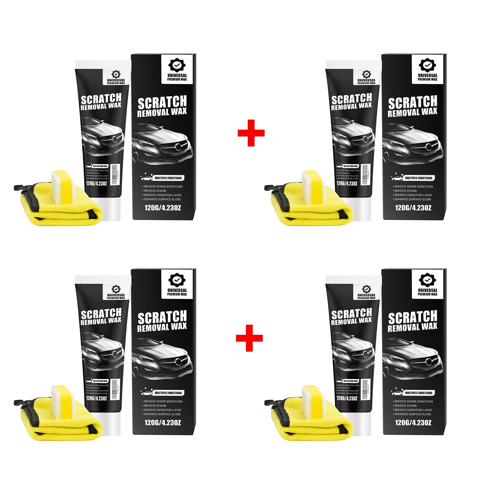Car Scratch Removal Wax Set Remove Stain Car Scratch Repair Restores Car Paint Shine Automobile Surface Cleaning Care Tool Oasis Select 4 Set