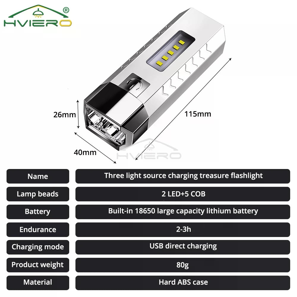 HVIERO 7-LED USB Rechargeable Flashlight & Power Bank | Camping