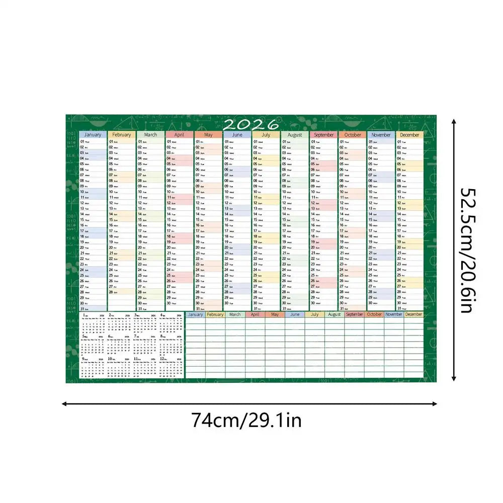 2026 Plan Calendar 29 X 20 Inch Large Notebook with Tip Labels And Sticker Wall Decor Planner for Mental Study School Task Home Oasis Select 12