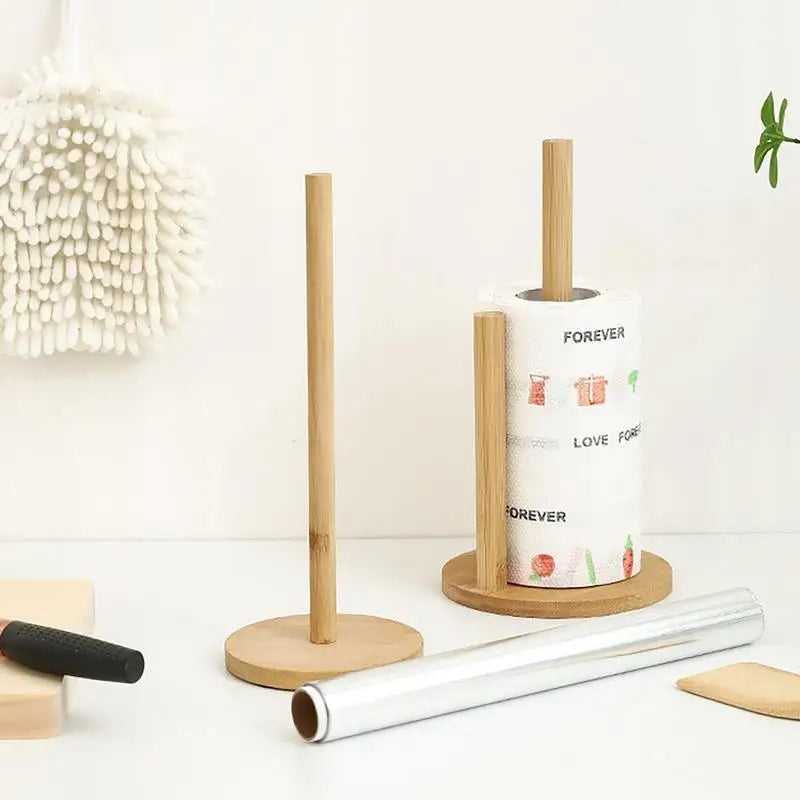 Wood Paper Towel Holder Countertop Wooden Standing Paper Towel Holder Base Paper Towel Holder for Paper Towel Fresh-Keeping Film Oasis Select