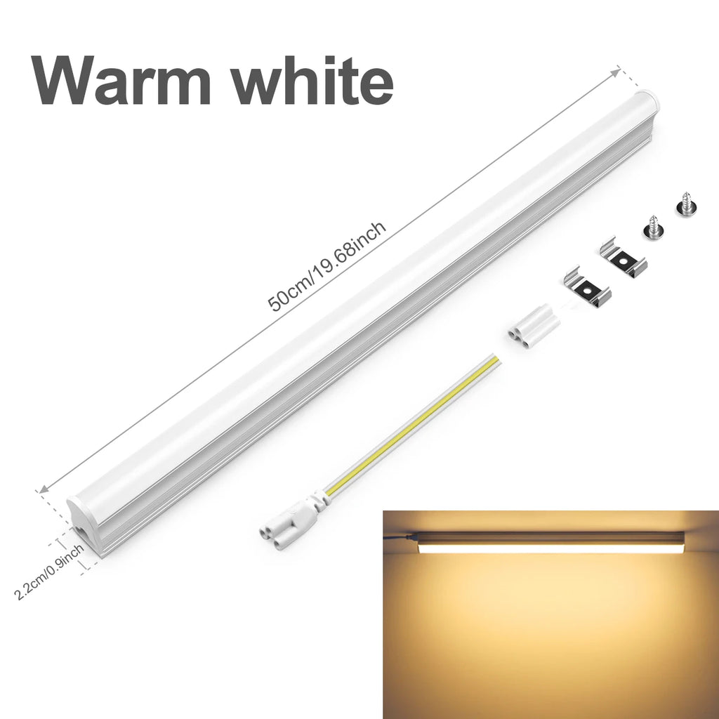15W T5 LED Tube Light 50cm, Energy-Saving 50%, No Flicker, 3 Colors, Instant On, for Home/Office/Shop, 50K Hours Long Life Oasis Select Warm White No Plug