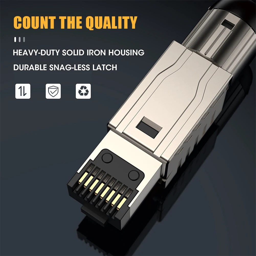 RJ45 Cat8 Tool-Free Metal Plug | 40G 2000MHz LAN Connector
